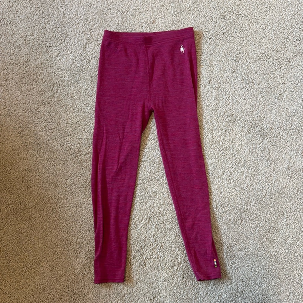 Girls Smartwool base layer pants 100% merino pink sz Small